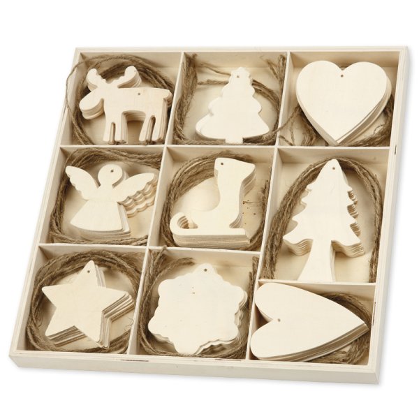 Weihnachtsbaum-Schmuck aus Holz, 72-tlg.