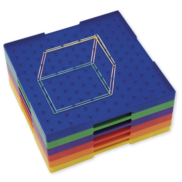 Geometry Board Set Doubles. (11x11 Pins), 23x23 cm, coloured, 6 pcs.