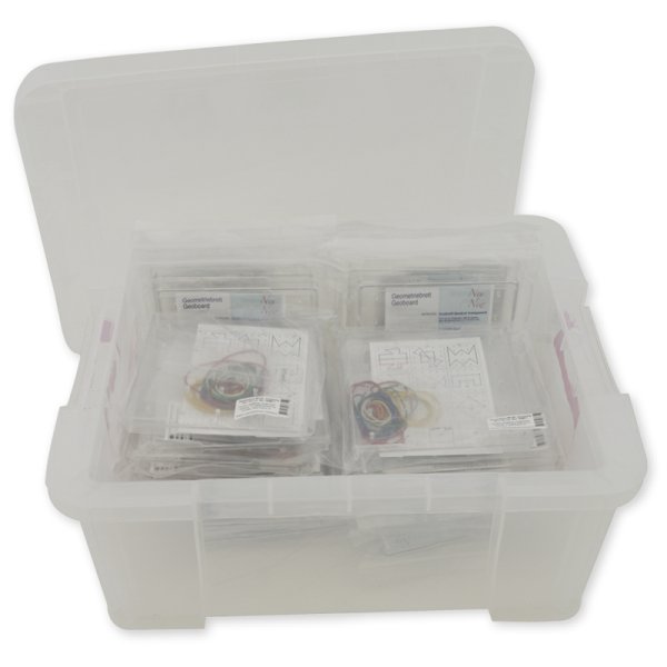 Class Set Geometry Board one sided (5x5 pins), 24 pcs. in a box, 15x15 cm, transparent