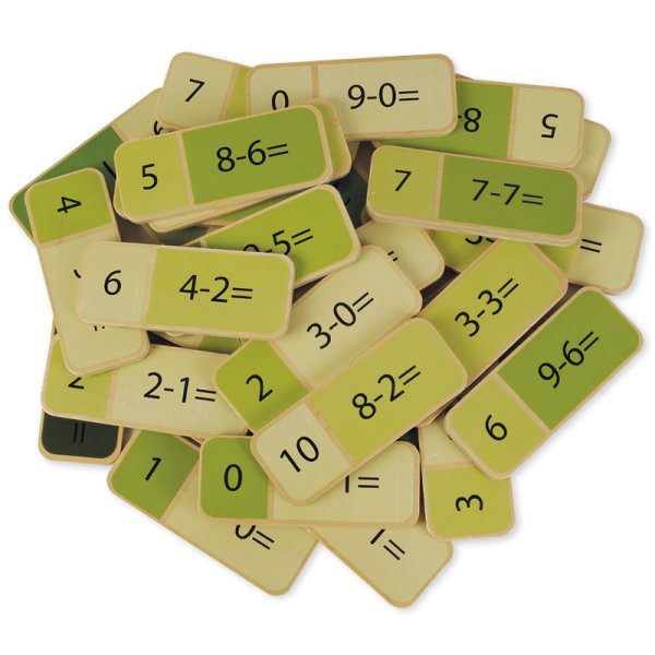 Maths dominoes "Subtraction tasks", 65 pcs. In a fabric bag