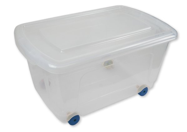 Roll Box with Lid, 45 litres, red castors