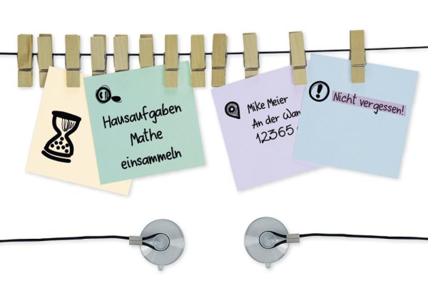 TimeTEX Hang-Up Line with Suction Cups, 12 wooden pegs
