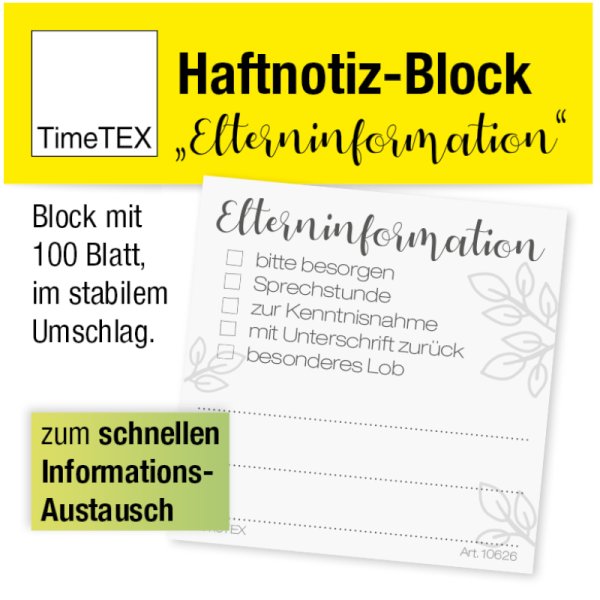Sticky Note Pad "Parent Information", 65x65 mm, 100 sheets