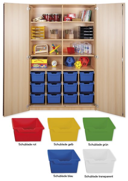 Material Tall Cabinet XXL, extra deep, 8 shelves, 12 drawers XL