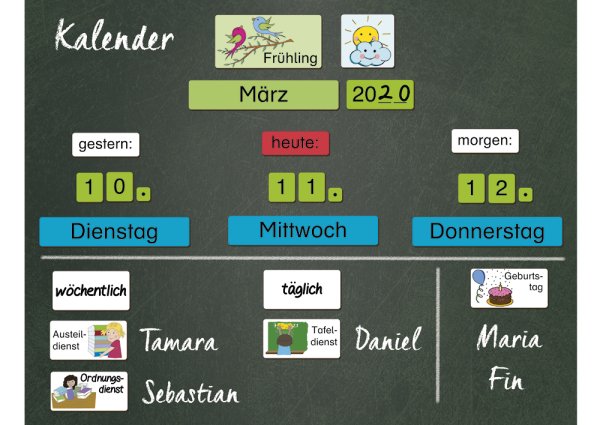 Magnetic Calendar with Class Duties, 76 pcs.