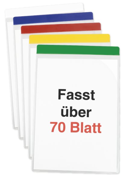 Insert Pockets A4 Plus Set with coloured strips, 5 pcs.