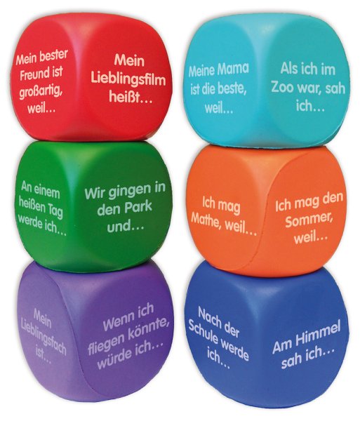 Set of Silent Dice 6 pcs. German "Stories", 4 cm