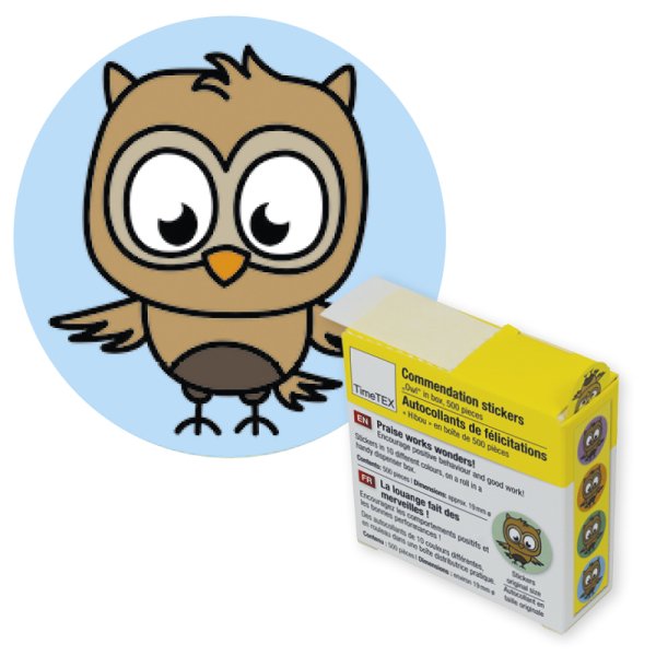 Motivational Stickers "Owl" in a dispenser box, 500 pcs.