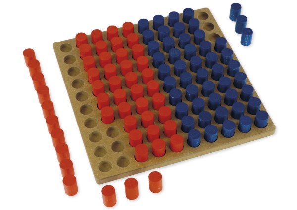 Hundred Plugboard with Stacks, 100 number range, red-blue, 101 pcs.