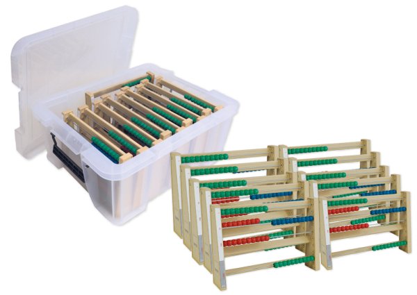 Class Set Montessori Calculation Frame, 4-rows, 10 pcs., in stacking box "Montessori Premium"