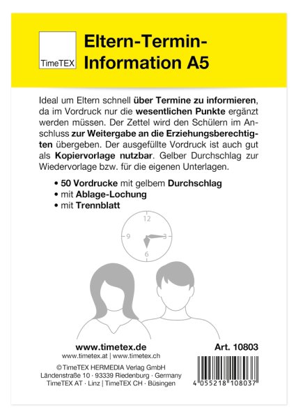 Block Parent Meeting Information A5, 50 sheets with carbon copy