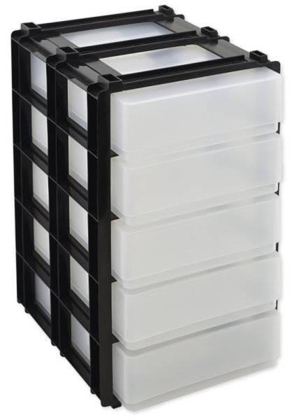 Drawer Block with 5 Plastic Boxes A5, stackable