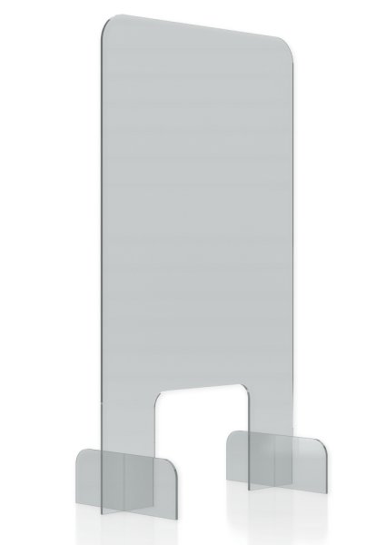 Hygienic Protection Screen Standard L for tables, with hatch