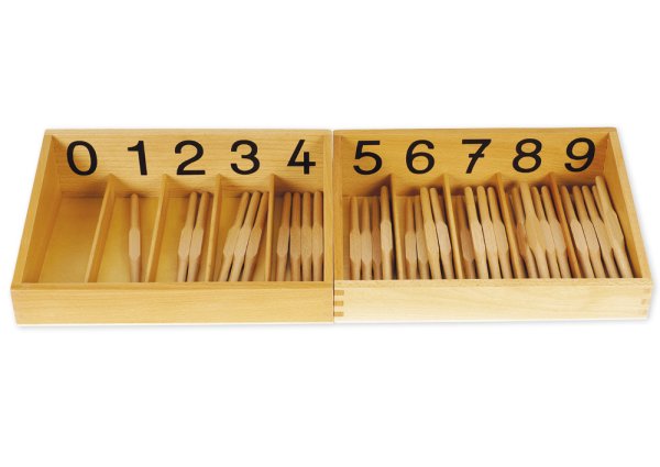 TimeTEX Spindle Boxes 0-9, German "Montessori Premium"