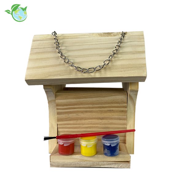 Bird feeder for painting, wooden, with paint