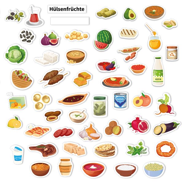 Food, Eastern Europe and the Middle East, magnetic, 53-pcs.