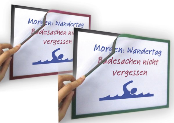 TimeTEX Magnetic Folding Frame A4 coloured, self-adhesive rear side, 2 pcs.