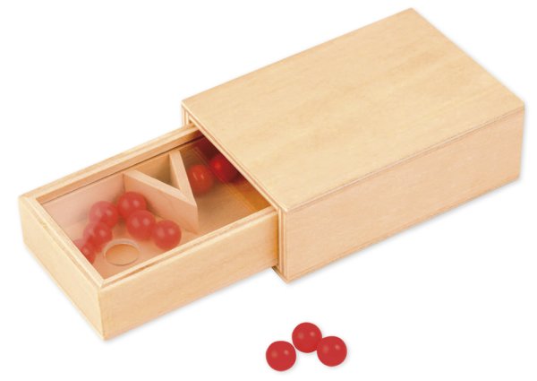 Split wooden box for pupils, 2 pcs, with 10 beads