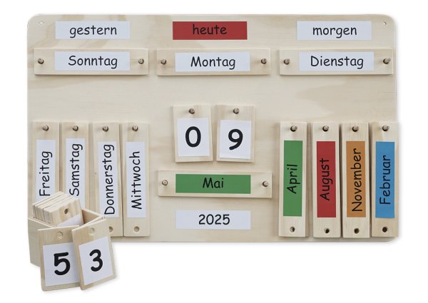 Yearly Calendar made of wood, approx. 38 x 60 cm