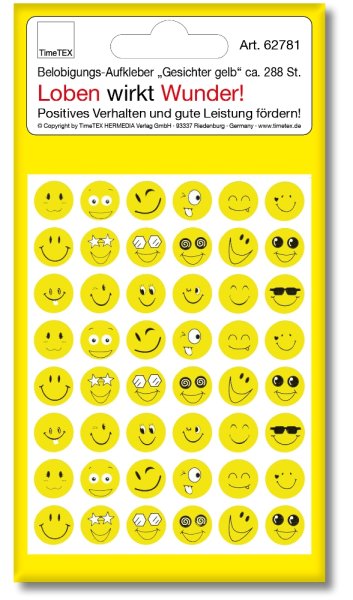 Commendation Stickers, "Yellow Face", 288 pcs.
