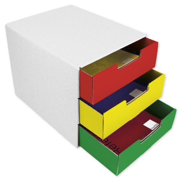 A4 Drawer Box "Colorfit" with 3 drawers, made from cardboard