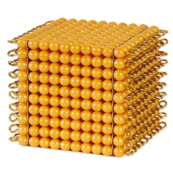 TimeTEX One Golden Bead Cube of 1.000 "Montessori Premium"