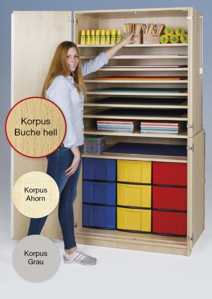 Material Tall Cabinet M Divided, extra deep, 9 shelves, 9 boxes XL