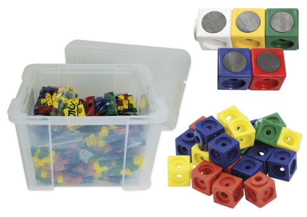 Class Set Plug Cubes red/blue/green/yellow, 21 pcs. in stacking box