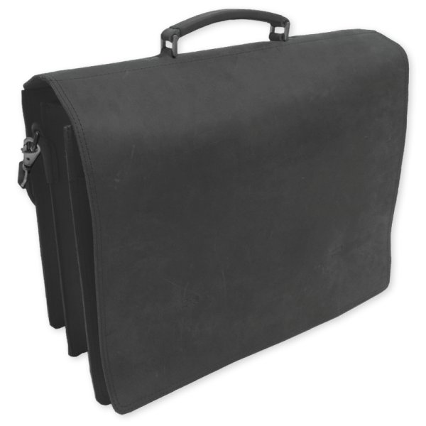 TimeTEX "Futura" Leather Bag, black, saddle leather