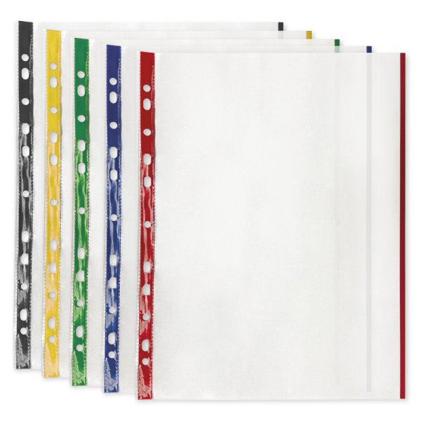 Plastic Wallets A4 with Double Colour Strips, 50 pcs.