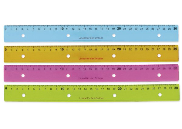 Ruler for filing, 30 cm, with 4 holes