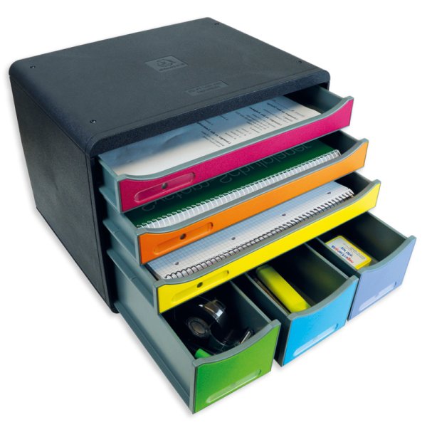 Drawer Box A4, "Rainbow", plastic with 6 drawers
