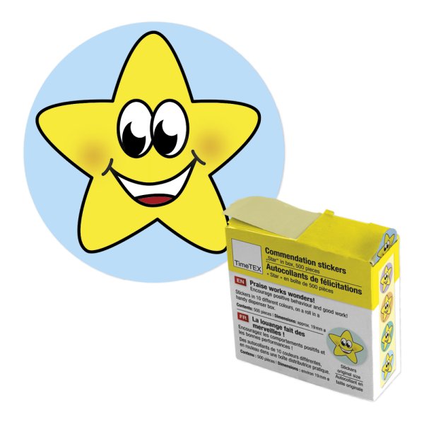 Motivational Stickers "Colourful Stars" in a dispenser box, 500 pcs.