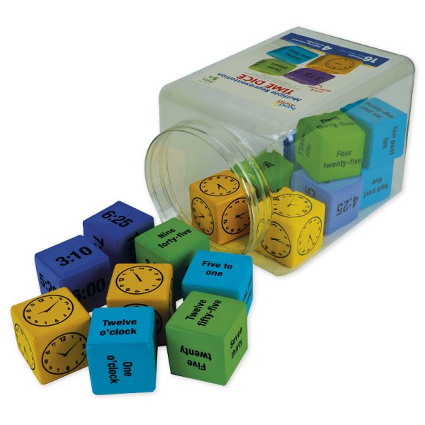 Set Silent Dice "Telling the Time" 4.3 cm, 16 pcs.
