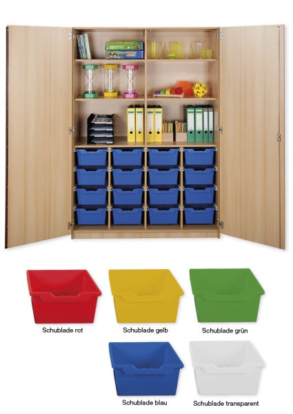 Material Tall Cabinet XXL, extra deep, 6 shelves, 16 drawers XL
