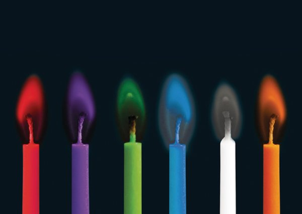 Set of party candles with colourful flame, 12 pcs