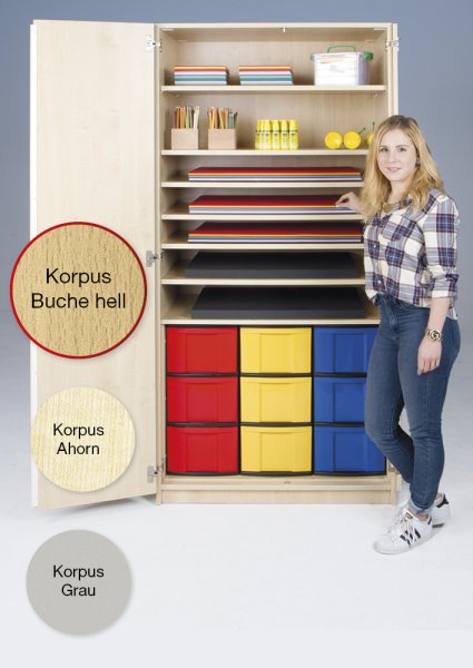 Material Tall Cabinet M, extra deep, 7 shelves, 9 boxes XL
