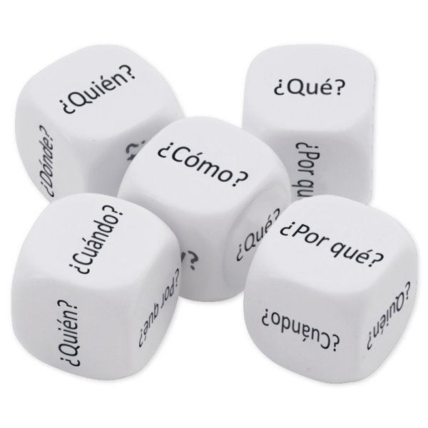 Dice Set Spanish "Question Words" 5 pcs., 20 mm