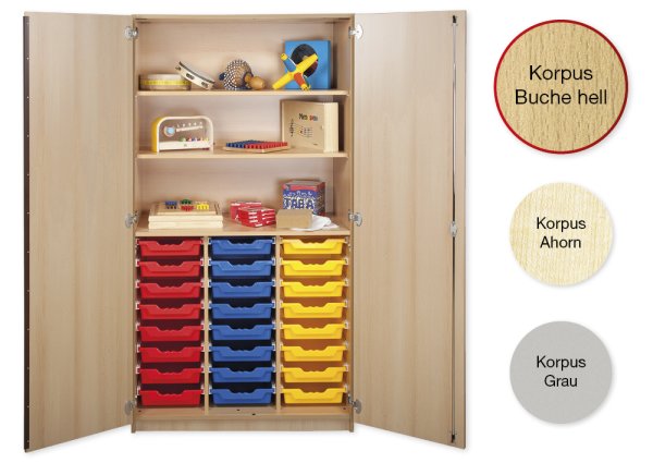 Material Tall Cabinet L, extra deep, 3 shelves, 24 drawers L