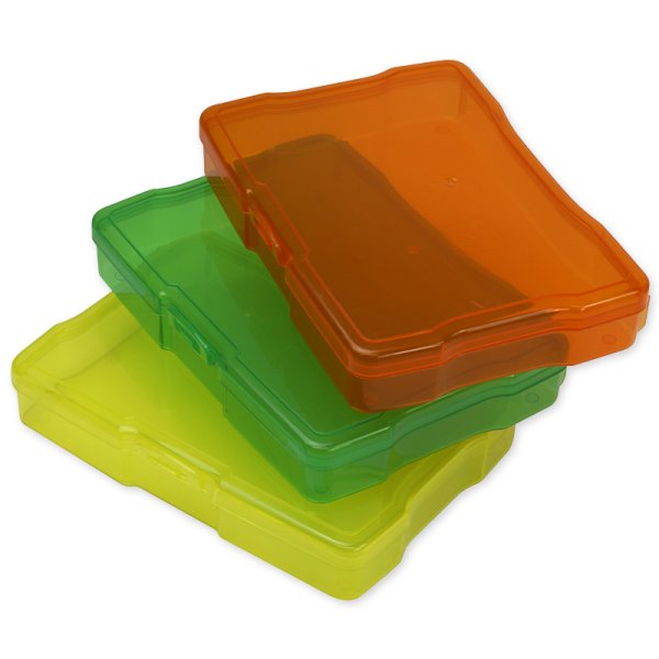 Timetex Set of Colourful Boxes with Hinged Lid, transparent, 3 pcs.