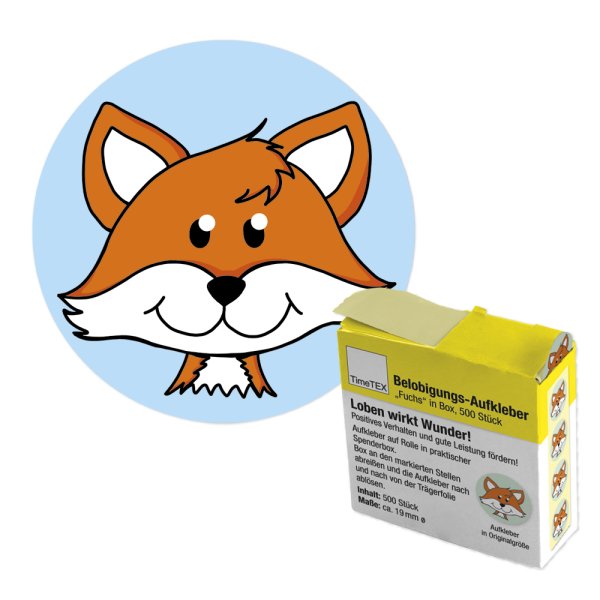 Commendation Stickers "Fox" in a dispenser box, 500 pcs.