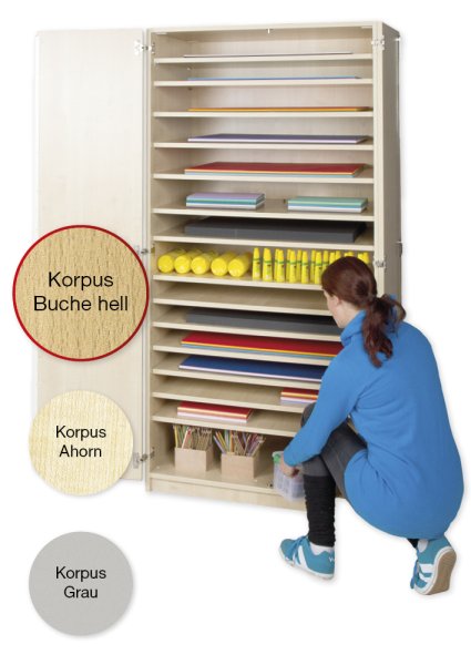 Material Tall Cabinet M, extra deep, 15 shelves
