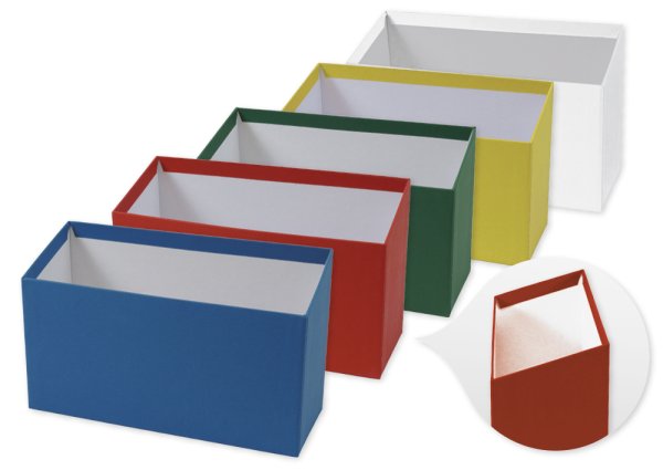 Cardboard A6 Filing Box, sloping forward