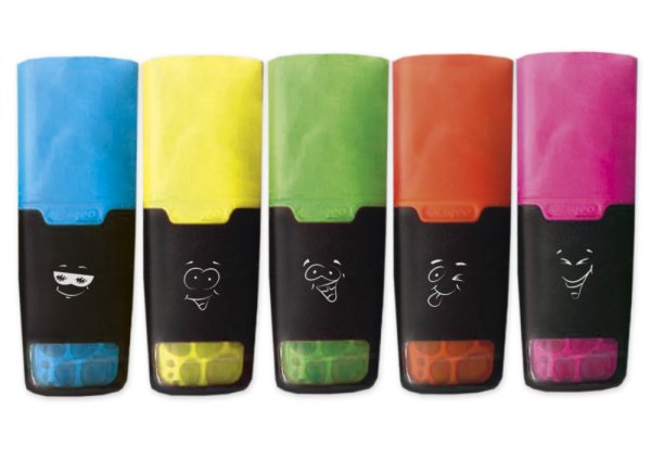 Text Marker Set with liquid ink, 5 pcs. in a bag