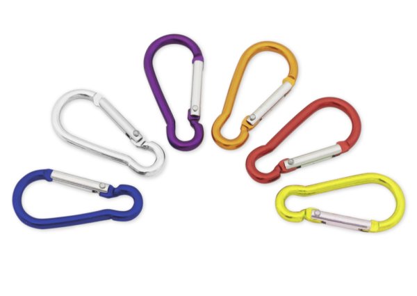 Set of Aluminium Snap Hooks, 50 mm, Coloured, 12 pieces