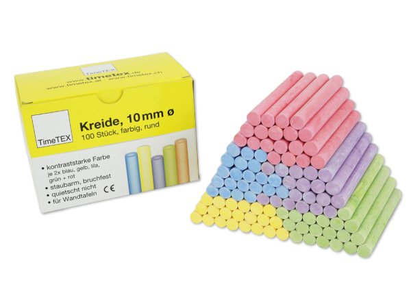 Chalk 10 mm ø, coloured, in 100 pcs.