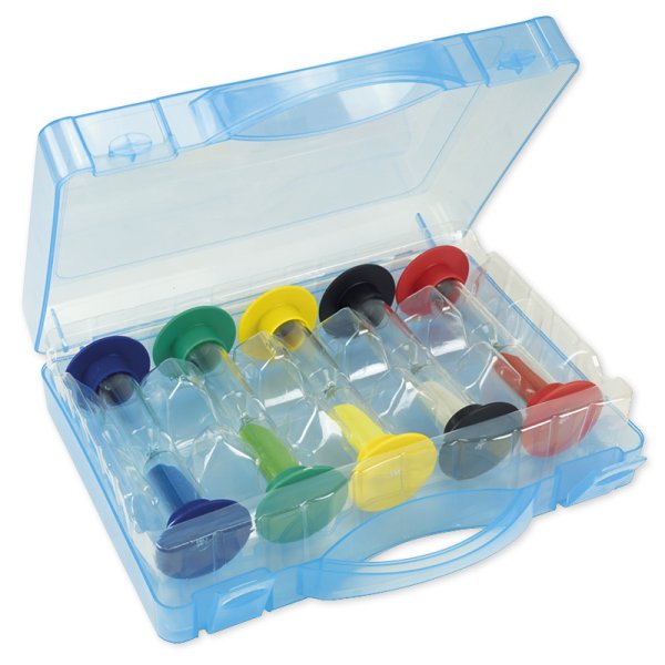 Hourglass Set 5 pcs., 15 cm high, 5.5 cm ø, in a box