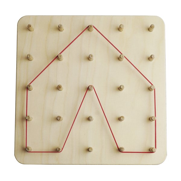 Wooden Geometry Board (25 pegs), 20x20 cm