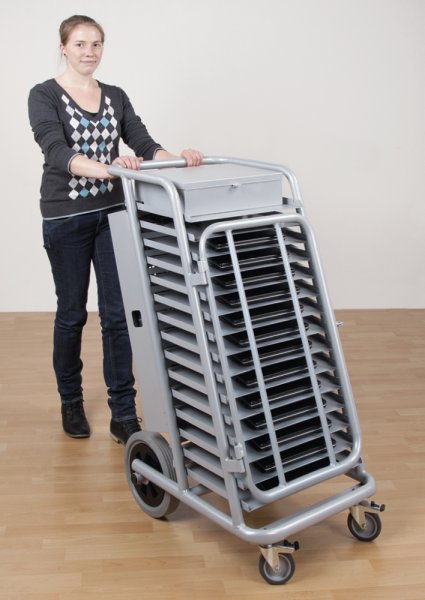 Laptop and Tablet Steel Trolley, 14 shelves