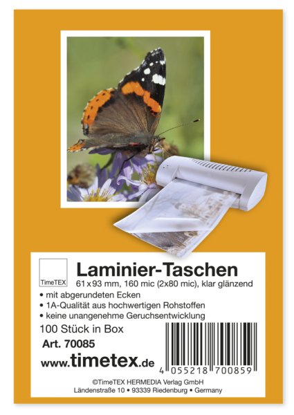 Laminating Pouches "Playing Cards" 61 x 93 mm, 2 x 80 mic gloss finish, 100 pcs.